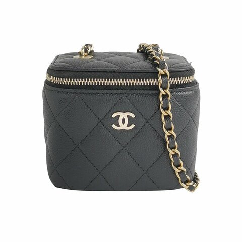 Chanel Vanity Case牛皮菱格絎縫雙C標識盒子包斜背包單肩包