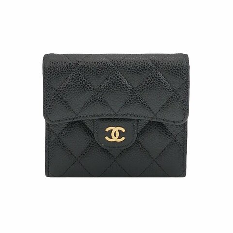 Chanel CC Bag牛皮純色菱格絎縫雙C Logo錢包