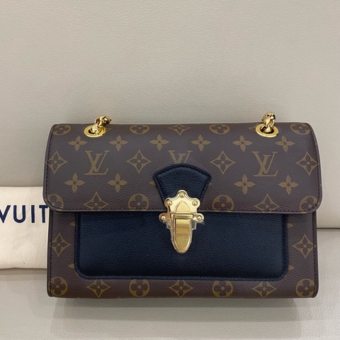 Louis Vuitton 路易威登 維多利亞鏈條包 老花拼黑色