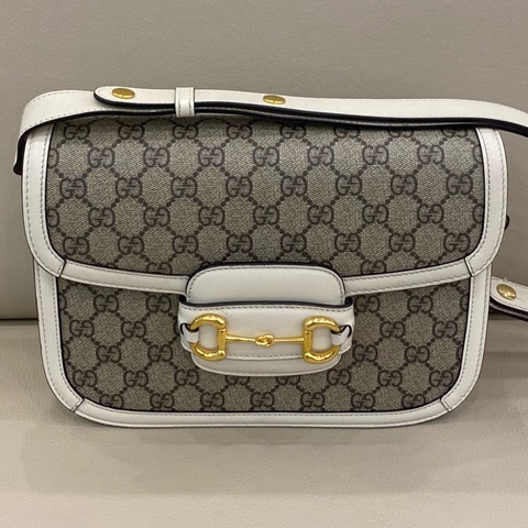 Gucci 古馳 1955中號 白邊馬鞍包