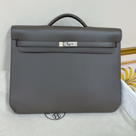 Hermès 愛馬仕男士公文包Kelly Depeches 36 8F錫器灰 銀扣 Epsom皮 Y刻