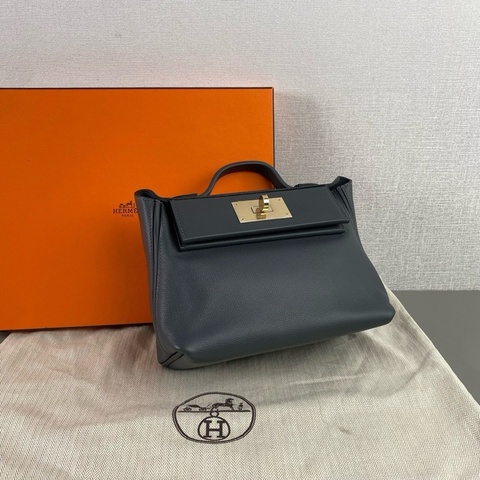 Hermes愛馬仕🐎 霧霾灰金扣✨2424mini 手提單肩斜挎包 99新 W刻