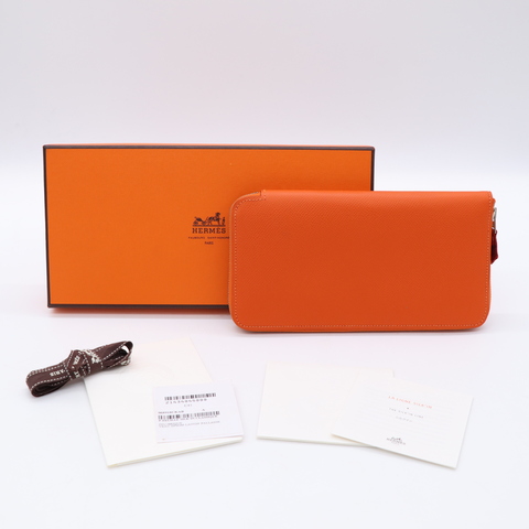 Hermes 橘色 絲巾長夾