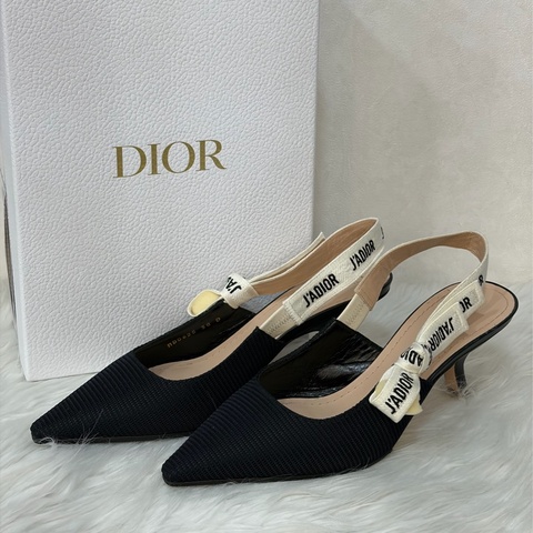 DIOR KDC200 J'Adior 露跟高跟鞋 黑色科技布料 晚宴鞋