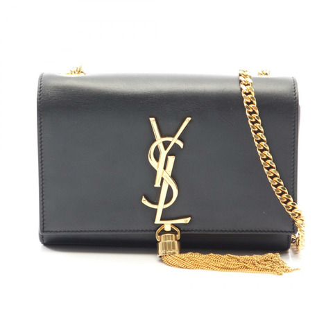 SAINT LAURENT PARIS Kate Monogram 鏈條單肩包 354120 黑色皮革 二手