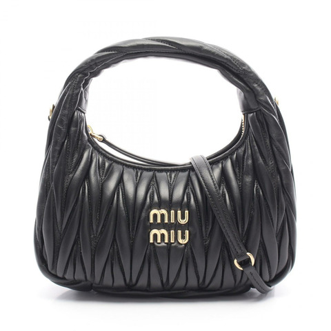 Miu Miu Wonder Matelass Hobo 單肩手提包，黑色真皮，全新女士款