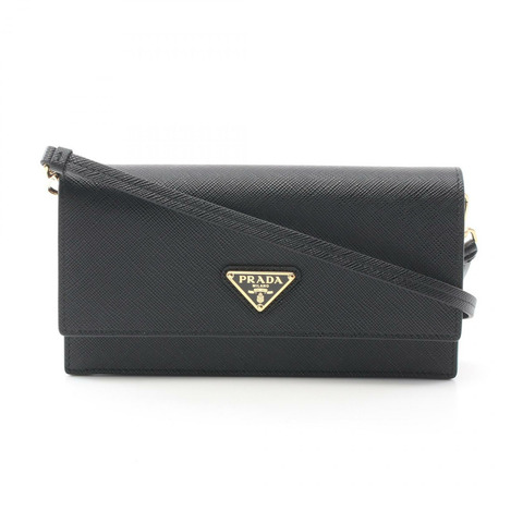 PRADA SAFFIANO 三角 Logo 單肩包，Saffiano 皮革，黑色，全新女士款