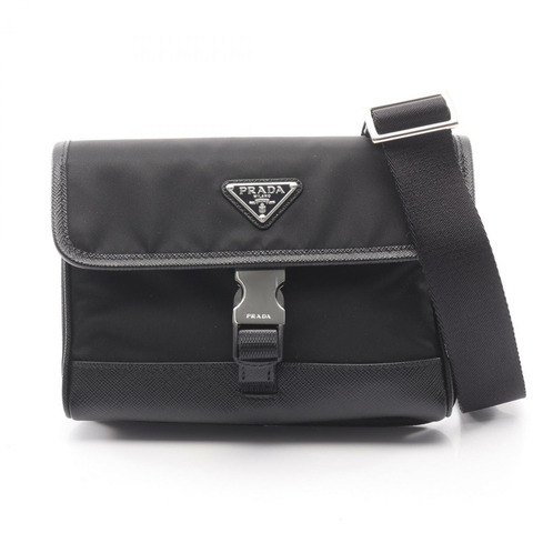 PRADA RE NYLON TESSUTO+SAFFIANO 智慧型手機肩背包 皮革 黑色 新款 男士