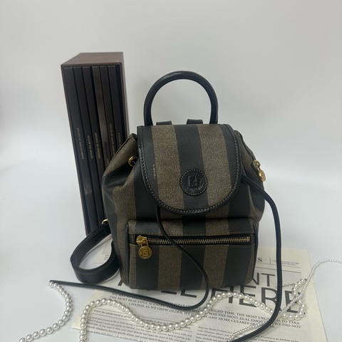【赫蒂國際精品】Fendi Pequin 條紋後背包 vintage 二手 中古