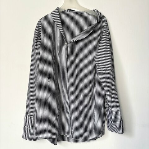 42號 ::DIOR:: Striped cotton shirt in black and white 黑白直紋法式慵懶襯衫 休閒襯衫 男友風