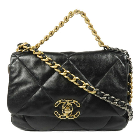 CHANEL 羊皮皮革C19 Small鏈帶手挽肩背兩用袋