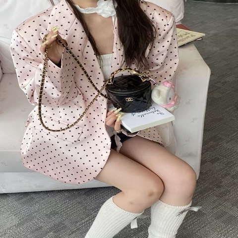 【威選精品】✨ CHANEL 22A 黑金漆皮化妝包鏈條包 ✨