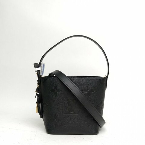 LOUIS VUITTON ALLINBB老花壓紋黑色牛皮金扣晶片肩背包