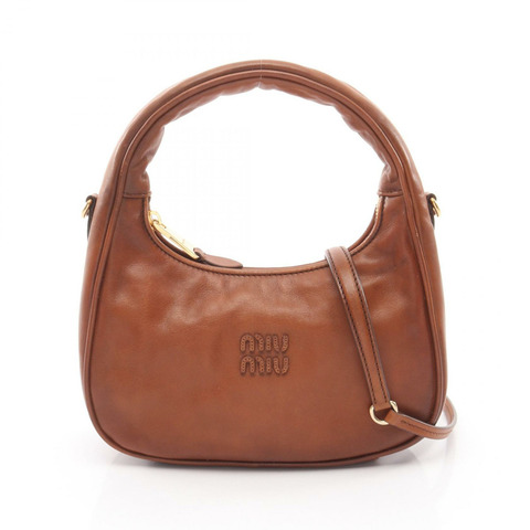 Miu Miu VITELLO ANTIC 單肩手提包 5BC1252IERF0046 皮革 棕色 全新 女士
