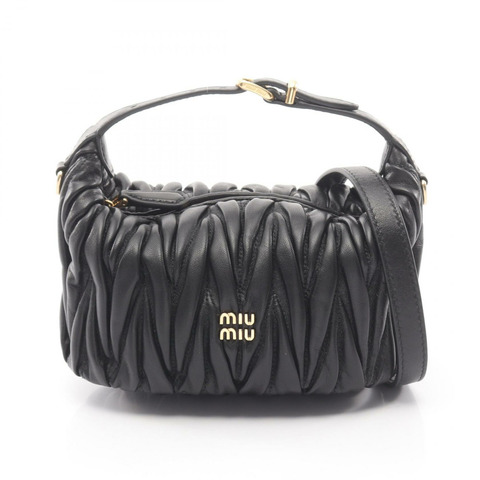 Miu Miu MATELASSE'MIU Matelasse 單肩手提包 5NE026AFPP 皮革 黑色 全新
