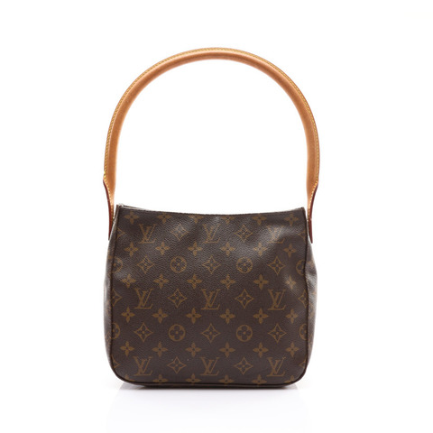 棕色 原花帆布 Looping MM 肩背包【LOUIS VUITTON LV 路易威登】 M51146
