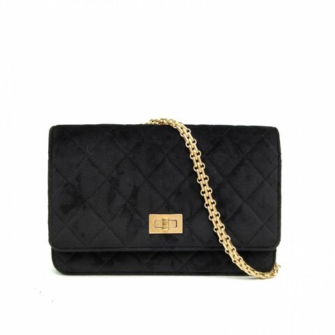 CHANEL 黑色絲絨29開金扣2.55WOC斜挎包肩背包