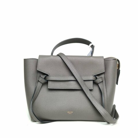 CELINE Belt鯰魚包Micro24灰色牛皮金扣肩背包