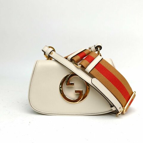 GUCCI 白色牛皮金扣Bondie系列斜挎肩背包
