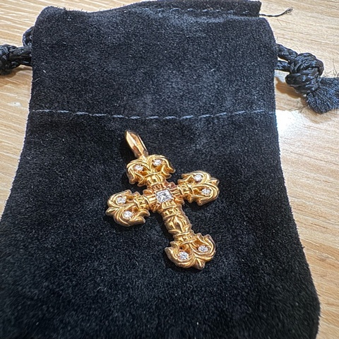 chrome hearts 22k克羅心白鑽火焰十字架