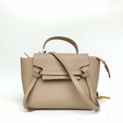 CELINE Belt鯰魚包Micro24咖色牛皮金扣肩背包