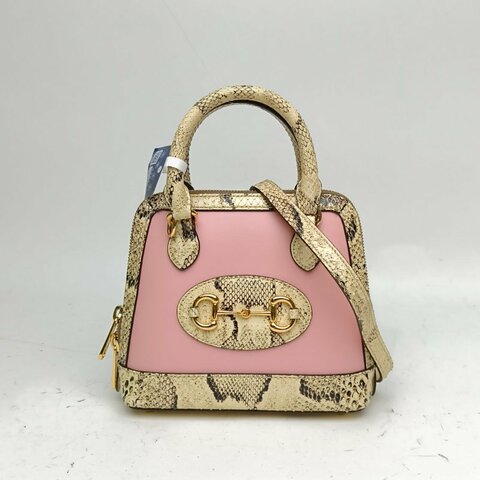 GUCCI Horsebit馬銜扣1955手提貝殼包Mini拼色金扣肩背包