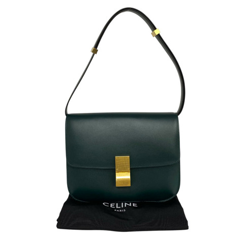 ☆ CELINE 思琳 Green Calfskin Classic Box Shoulder Bag 綠色小牛皮肩背包-267012635