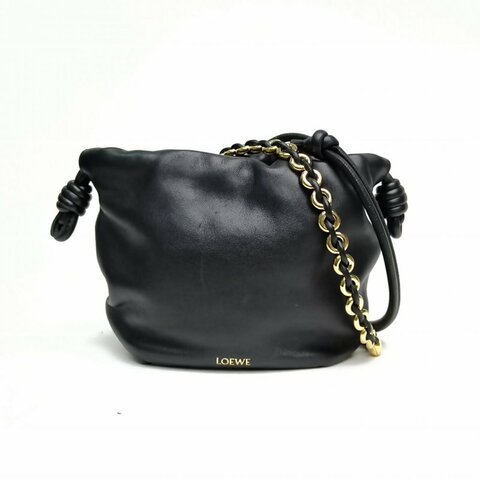 LOEWE 黑色牛皮Flamencopurse福袋斜挎包肩背包