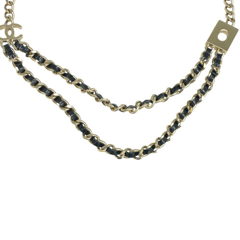 ☆ CHANEL 香奈兒 Black, Gold-tone Metal, Calfskin B17P Fashion Necklace 黑色, 金色金屬, 小牛皮B17P項鏈-267012374