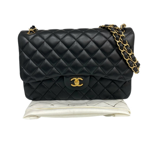△ CHANEL 香奈兒 Black Lambskin CF30 Gold Tone Metal Classic Double Flap No.19 Chain Shoulder Bag 黑色小羊皮CF30金色金屬No.19鎖鏈肩背包-267012683
