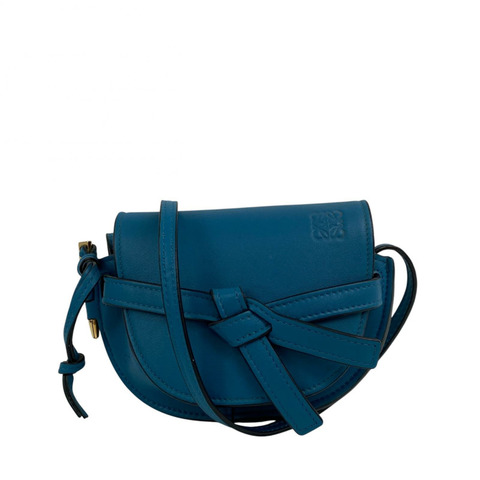 ☆ LOEWE 羅意威 Blue Calfskin Mini Gate Shoulder Bag 藍色小牛皮肩背包-267012766