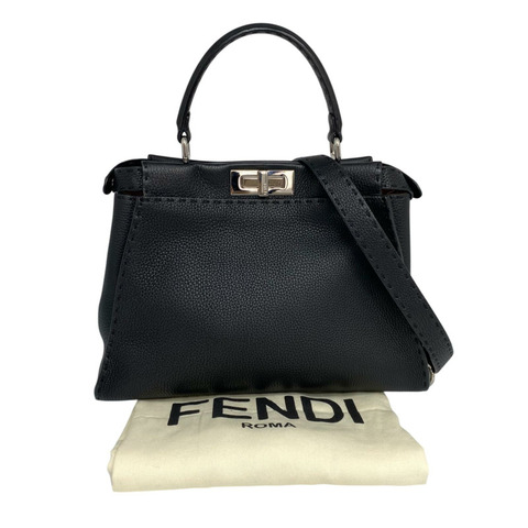 △ FENDI 芬迪 Black Calfskin Peekaboo Selleria 2 way bag 黑色小牛皮兩用袋 8BN290-267012697