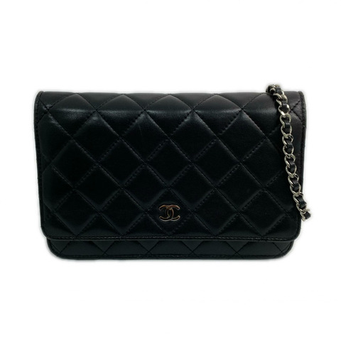 △ CHANEL 香奈兒 Black Lambskin Silver Tone Metal No.21 Chain Wallet 黑色小羊皮銀色金屬 No.21鏈條銀包 A33814-267012408