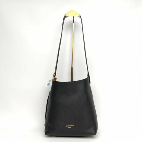 LOUIS VUITTON 黑色牛皮金扣晶片Lowkeyhobo小號側面鎖頭單肩包肩背包