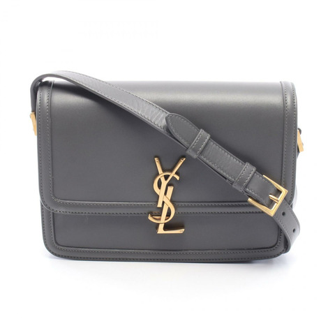 SAINT LAURENT PARIS Solferino 斜背包單肩包 634305 皮革 灰色 二手