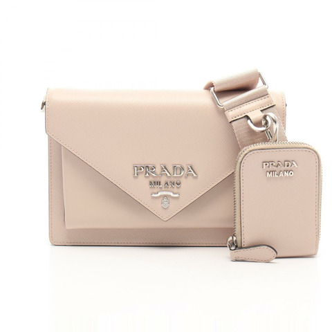 PRADA 迷你信封肩背包 1BP020 Saffiano 皮革 粉紅色 二手 女士