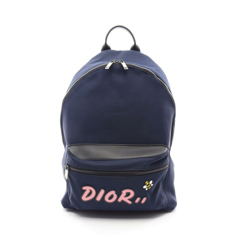 Dior HOMME × KAWS 雙肩包 1KWBA064YLE 尼龍皮革 海軍藍 黑色 二手