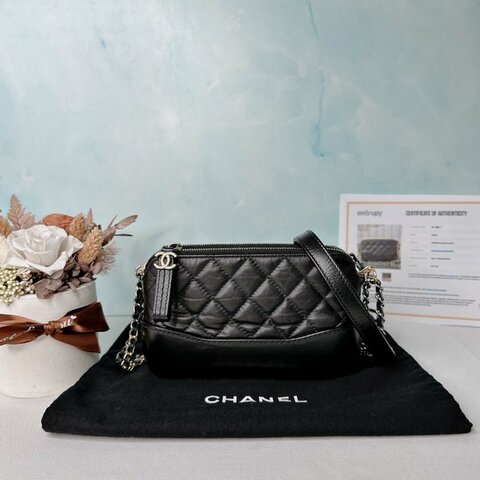 CHANEL Mini雙拉鍊流浪包