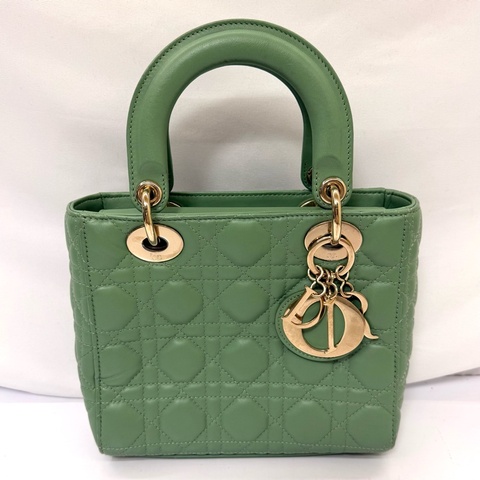 DIOR 迪奧 My ABCDIOR 戴妃包 / 幾何格紋羊皮 綠色四格小號兩用包