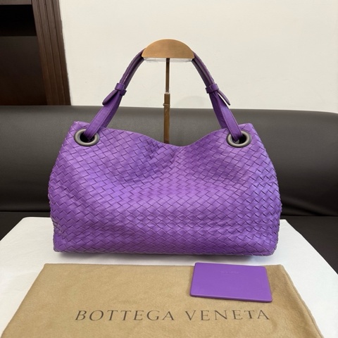 BV葆蝶家   紫色編織雙橋tote托特包手提單肩包 有塵袋 鏡子 尺寸：34×26