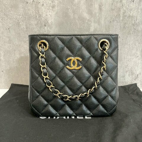 Chanel Mini Tote 黑金荔枝牛