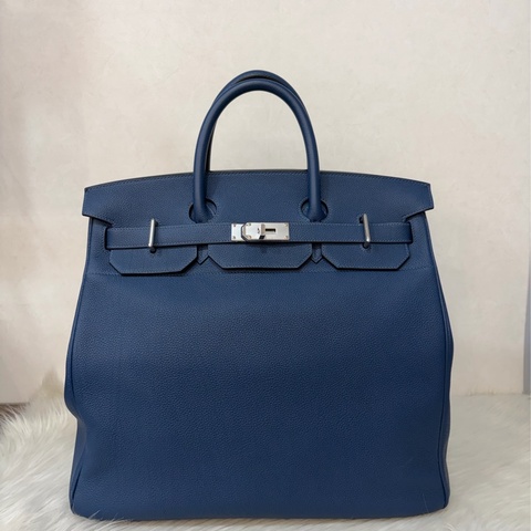 HERMES HAC S4深邃藍TOGO皮銀扣BIRKIN 40｜鉑金包手提包醫生包手提包旅行袋