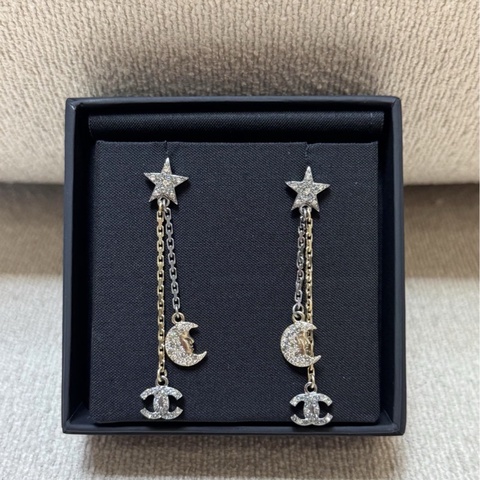 Chanel 星月滿鑽耳釘 全新帶盒