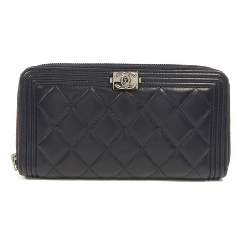CHANEL 羊皮皮革Boy Long Wallet長錢包