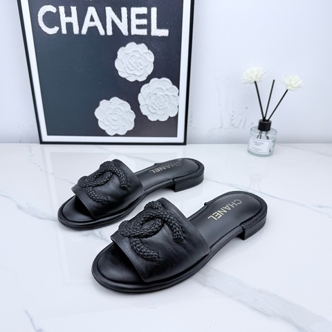 chanel香奈兒 黑色編制涼拖 37碼 已貼底