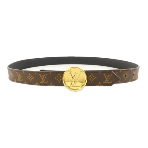LOUIS VUITTON Monogram Circle Gold Reversible Belt 80cm皮帶
