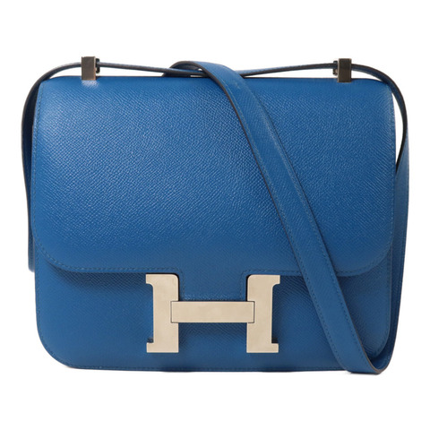 HERMES Epsom皮革Constance 24肩背袋Bleu Izmir