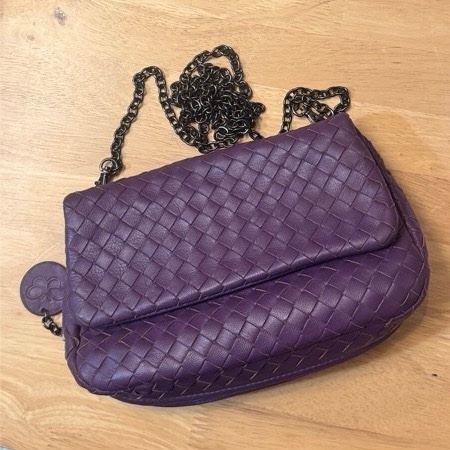 BOTTEGA VENETA 寶緹嘉 BV NAPPA 小羊皮編織迷你鍊帶包（紫色）
