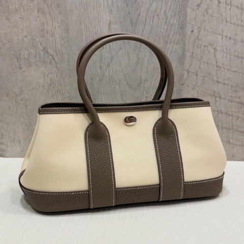 Hermes Mini Garden Party Etoupe大象灰帆布拼皮 G刻