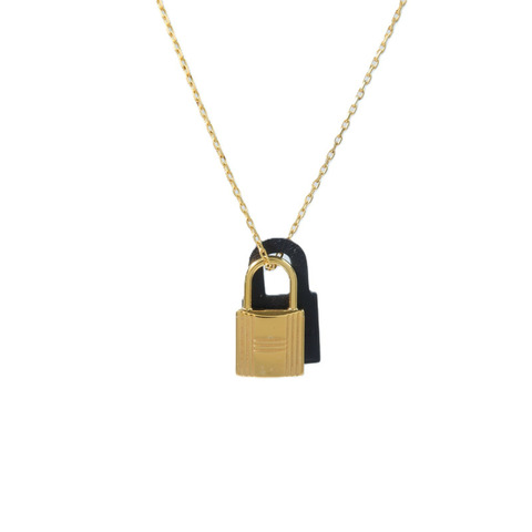 HERMES 金屬/Swift皮革O'Kelly Necklace項鍊Noir